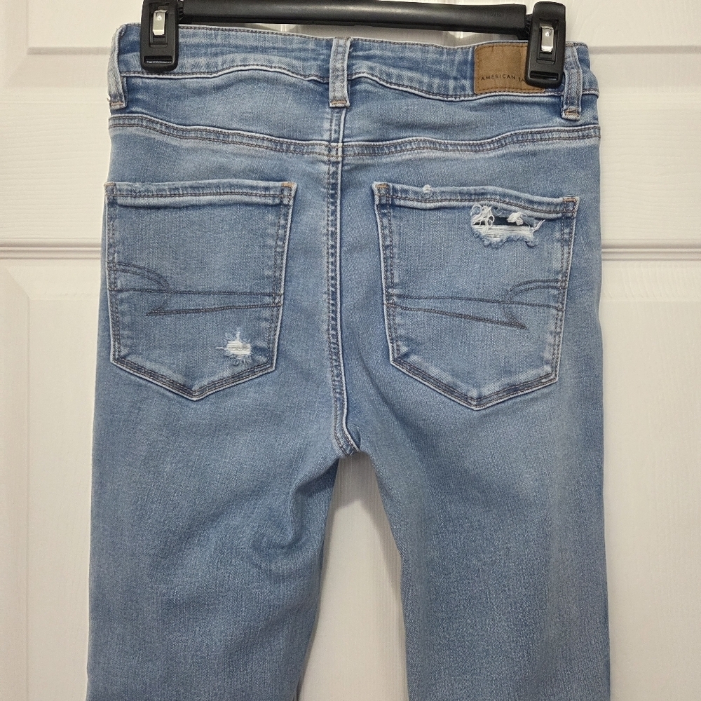 American Eagle Next Level Stretch Super High Rise Ripped Jegging Size 4 Regular - Picture 6 of 14